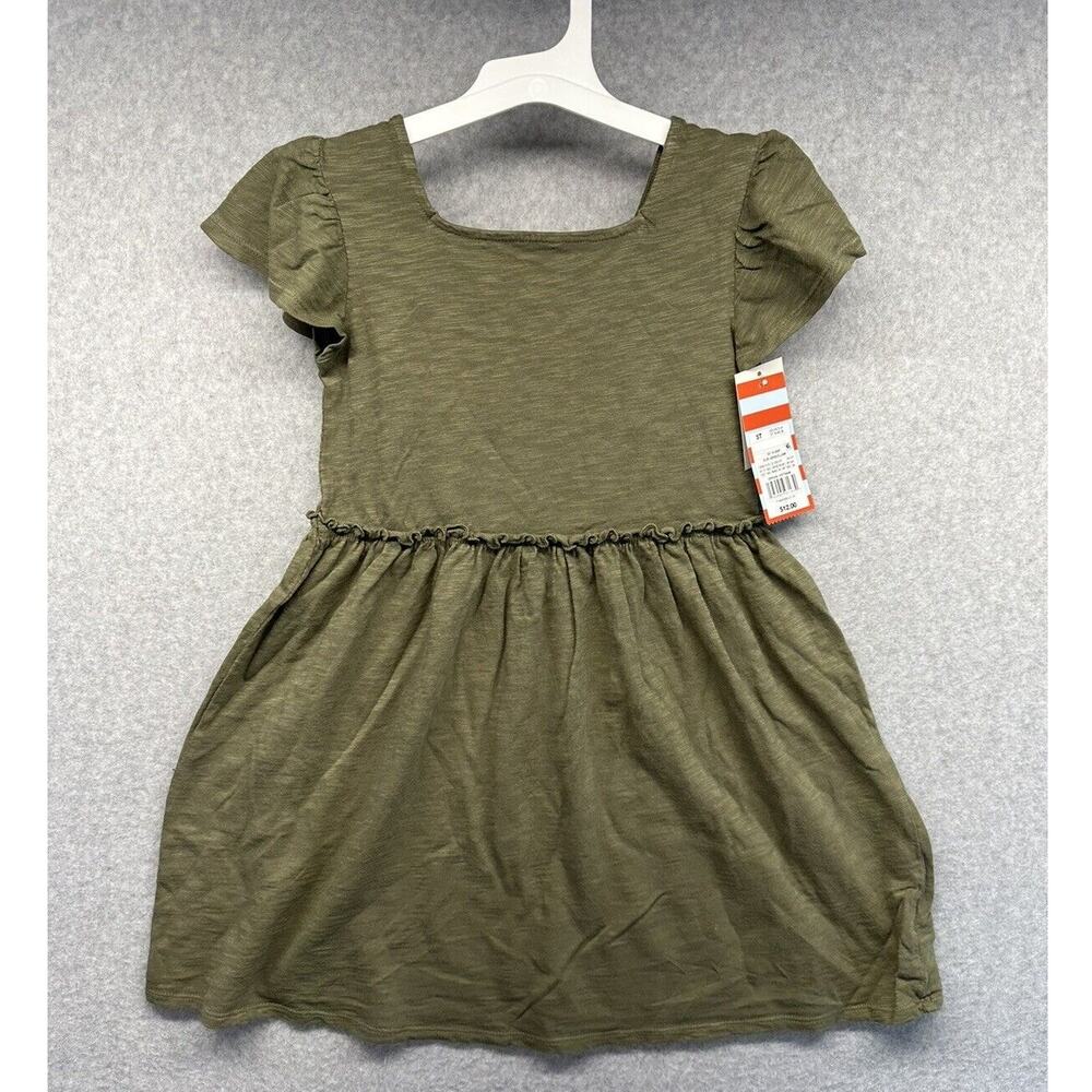 Cat & Jack Girls Dress Short Cap Sleeve Summer Dress Olive Green Size 5T NWT